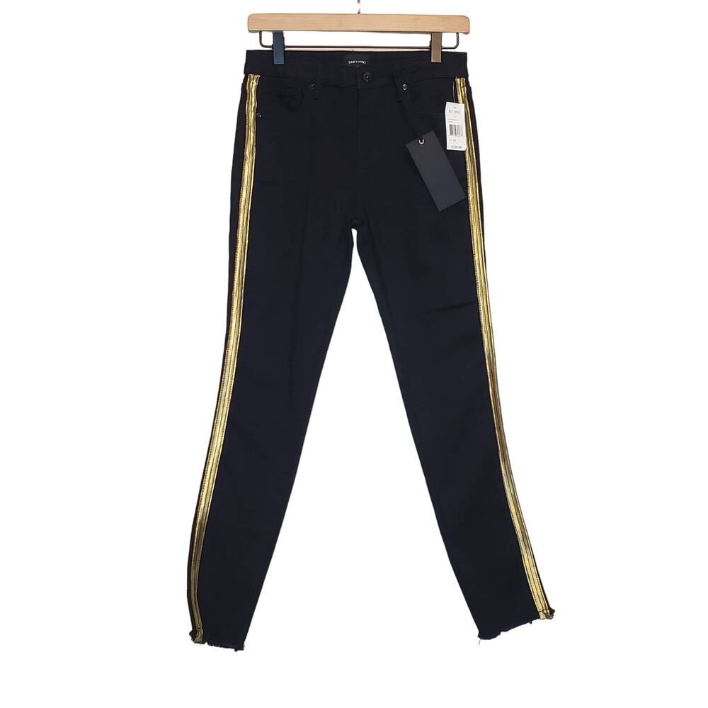 Driftwood Black Skinny Jean Gold‎ Tuxedo Stripe Size 26